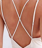 photo Spaghetti Strap Deep V-Neck Crossed Back A-line Dress by OASAP, color White - Image 6