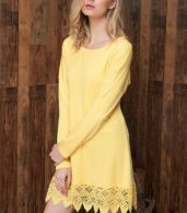 photo Spectra Yellow Crochet Lace Hem Trapeze Dress by OASAP, color Spectra Yellow - Image 4