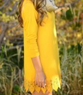 photo Spectra Yellow Crochet Lace Hem Trapeze Dress by OASAP, color Spectra Yellow - Image 8