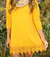 photo Spectra Yellow Crochet Lace Hem Trapeze Dress by OASAP, color Spectra Yellow - Image 9