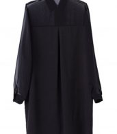 photo Stand Collar Button Down Front Chiffon Dress by OASAP, color Black - Image 4