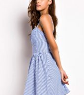 photo Striped Spaghetti Straps Backless Cami Dress by OASAP, color Blue - Image 3