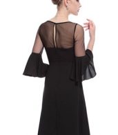 photo Stylish 3/4 Sleeve Sheer Lacey A-Line Little Black Dress by OASAP, color Black - Image 2