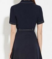 photo Stylish Button Front Slim Fit Belted A-line Dress by OASAP - Image 3