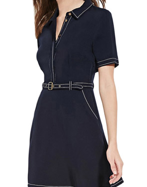 photo Stylish Button Front Slim Fit Belted A-line Dress by OASAP - Image 1