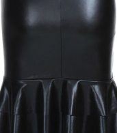 photo Stylish Faux Leather Sleeveless Flouncing Hem Bodycon Dress by OASAP, color Black - Image 6