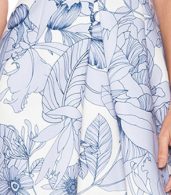 photo Stylish Floral Print Deep V-Neck Sleeveless A-line Dress by OASAP, color Blue White - Image 6