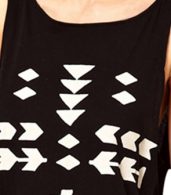 photo Stylish Geometric Print Round Neck Sleeveless Trapeze Dress by OASAP, color Black - Image 5