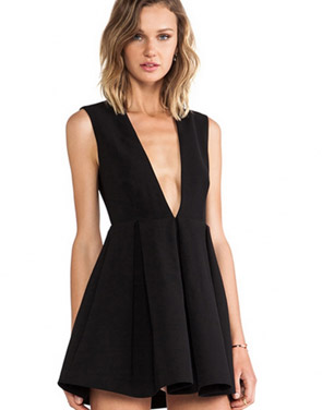 photo Sultry Plunging Neckline Backless Mini Dress by OASAP, color Black - Image 2