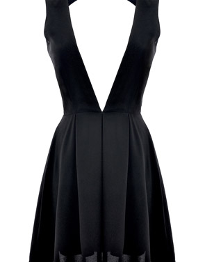 photo Sultry Plunging Neckline Backless Mini Dress by OASAP, color Black - Image 1