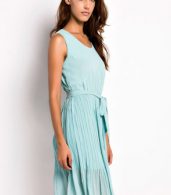 photo Summer Pleated Belted Chiffon Dress by OASAP, color Mint Green - Image 3