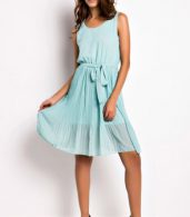 photo Summer Pleated Belted Chiffon Dress by OASAP, color Mint Green - Image 4