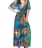 photo Summer V-Neck Short Sleeve Floral Boho Print Maxi Dress by OASAP - Image 1