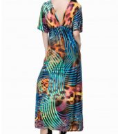 photo Summer V-Neck Short Sleeve Floral Boho Print Maxi Dress by OASAP - Image 4