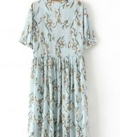 photo Summer V-Neck Short Sleeve Floral Print Midi Dress by OASAP, color Multi - Image 2
