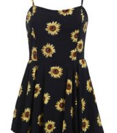 photo Sunflower Print Spaghetti Strap Mini Dress by OASAP, color Black - Image 4