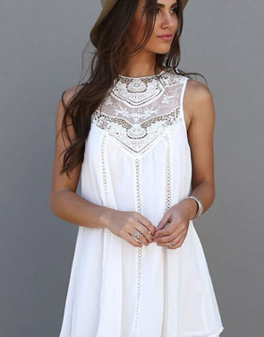 photo Sweet A-Line White Tank Dress by OASAP, color White - Image 2