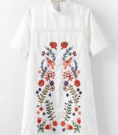photo Sweet Floral Embroidery Print Mock Neck Shift Dress by OASAP, color Multi - Image 4