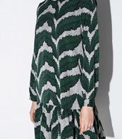 photo Sweet High Neck Long Sleeve Flounce Hem Print Dress by OASAP, color Green - Image 2