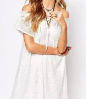 photo Sweet Lace Off the Shoulder Swing Dress by OASAP - Image 2