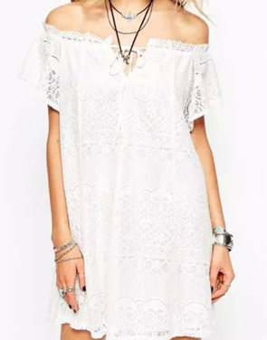 photo Sweet Lace Off the Shoulder Swing Dress by OASAP - Image 1