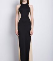 photo Swerve Halter Two-tone Evening Dress by OASAP, color Black White - Image 4