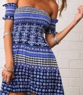 photo Tribal Geo Print Off-The-Shoulder Mini Dress by OASAP - Image 5