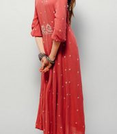photo V-Neck 3/4 Sleeve Floral Embroidery Maxi Dress by OASAP - Image 2