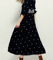 photo V-Neck 3/4 Sleeve Floral Embroidery Maxi Dress by OASAP - Image 4