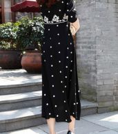 photo V-Neck 3/4 Sleeve Floral Embroidery Maxi Dress by OASAP - Image 7