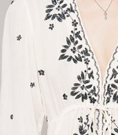 photo V-Neck 3/4 Sleeve Floral Embroidery Maxi Dress by OASAP - Image 9