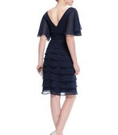 photo V-neck Butterfly Sleeve Ruffled Bottom Short Party Cocktail Dres by OASAP, color Navy - Image 2