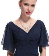 photo V-neck Butterfly Sleeve Ruffled Bottom Short Party Cocktail Dres by OASAP, color Navy - Image 4