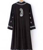 photo V-Neck Embroidery Lace Trim A-Line Boho Dress by OASAP, color Black - Image 2