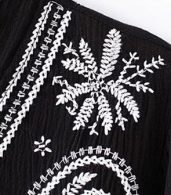 photo V-Neck Embroidery Lace Trim A-Line Boho Dress by OASAP, color Black - Image 3