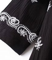 photo V-Neck Embroidery Lace Trim A-Line Boho Dress by OASAP, color Black - Image 5