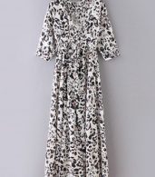 photo V-Neck Half Sleeve Front Slit Leopard Print Dress by OASAP, color Multi - Image 6