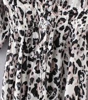 photo V-Neck Half Sleeve Front Slit Leopard Print Dress by OASAP, color Multi - Image 8