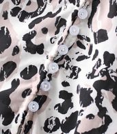 photo V-Neck Half Sleeve Front Slit Leopard Print Dress by OASAP, color Multi - Image 9