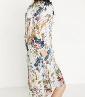 photo V-Neck Long Sleeve Floral Print High Low Slit Dress by OASAP, color Multi - Image 2