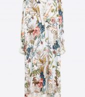 photo V-Neck Long Sleeve Floral Print High Low Slit Dress by OASAP, color Multi - Image 5