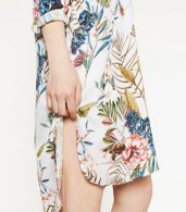 photo V-Neck Long Sleeve Floral Print High Low Slit Dress by OASAP, color Multi - Image 7