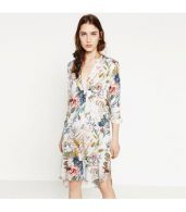 photo V-Neck Long Sleeve Floral Print High Low Slit Dress by OASAP, color Multi - Image 9