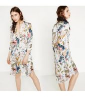 photo V-Neck Long Sleeve Floral Print High Low Slit Dress by OASAP, color Multi - Image 10