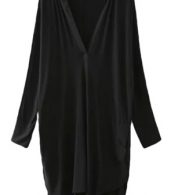 photo V-Neck Long Sleeve Loose Fit High Low Dress by OASAP - Image 3