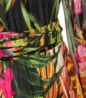 photo V-Neck Long Sleeve Tie Waist Print Chiffon Dress by OASAP, color Multi - Image 7