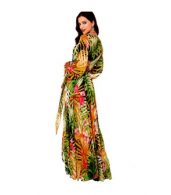 photo V-Neck Long Sleeve Tie Waist Print Chiffon Dress by OASAP, color Multi - Image 10
