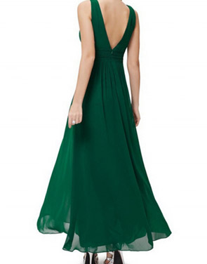 photo V-Neck Open Back High Waist Maxi Cocktail Dress by OASAP - Image 2