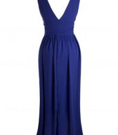 photo V-Neck Open Back High Waist Maxi Cocktail Dress by OASAP - Image 4