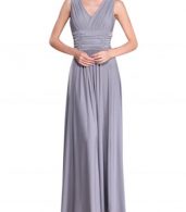 photo V-Neck Ruched Bust Sleeveless Maxi Party Dress by OASAP - Image 1